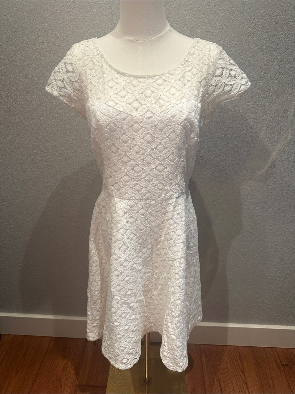 White House Black Market White Lace Fit-and-Flare Dress